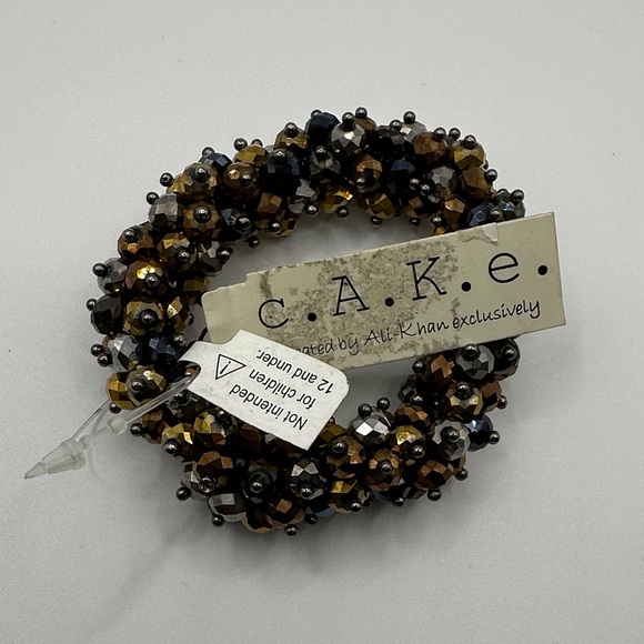 C.A.K.E. Beaded Cluster Bracelet Bronze Brown Gray Created by Ali Khan - Picture 1 of 4